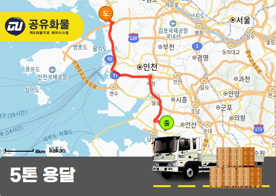 원시동 5톤 용달 10파렛트 운송