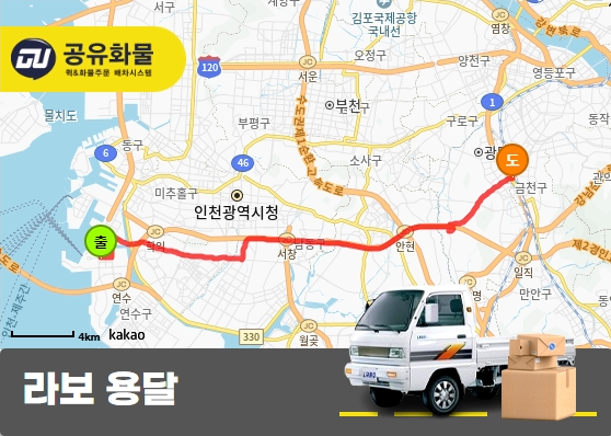 송도동 라보 용달 기본 운송