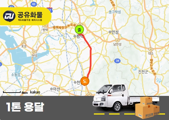 용이동 1톤 카고 아이스크림냉동고 운송