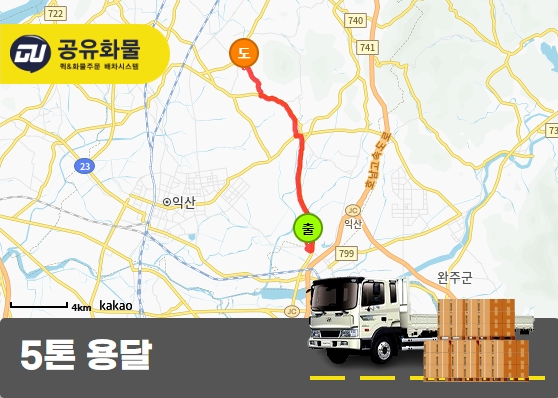 왕궁면 5톤 카고 전선목드럼 운송