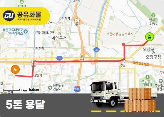 오정동 5톤 카고 지게차운송