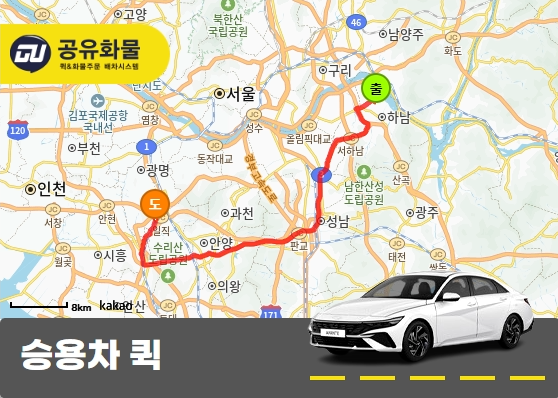 덕풍동 승용차 용달 박스 운송