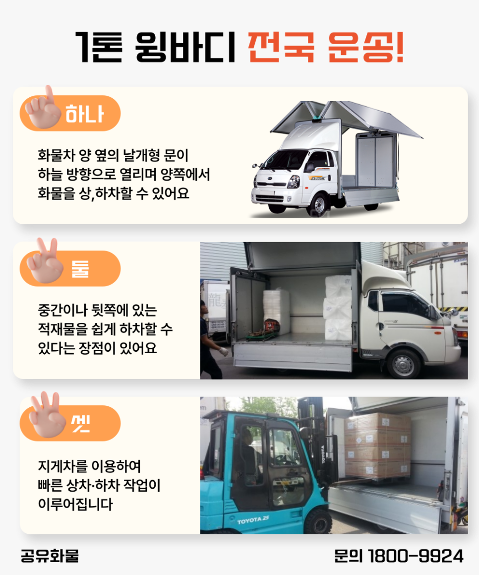 1톤 윙바디 용달 운송비용 및 이용방법