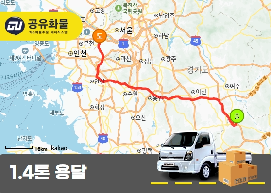감곡면 1.4톤 카고 파레트 운송